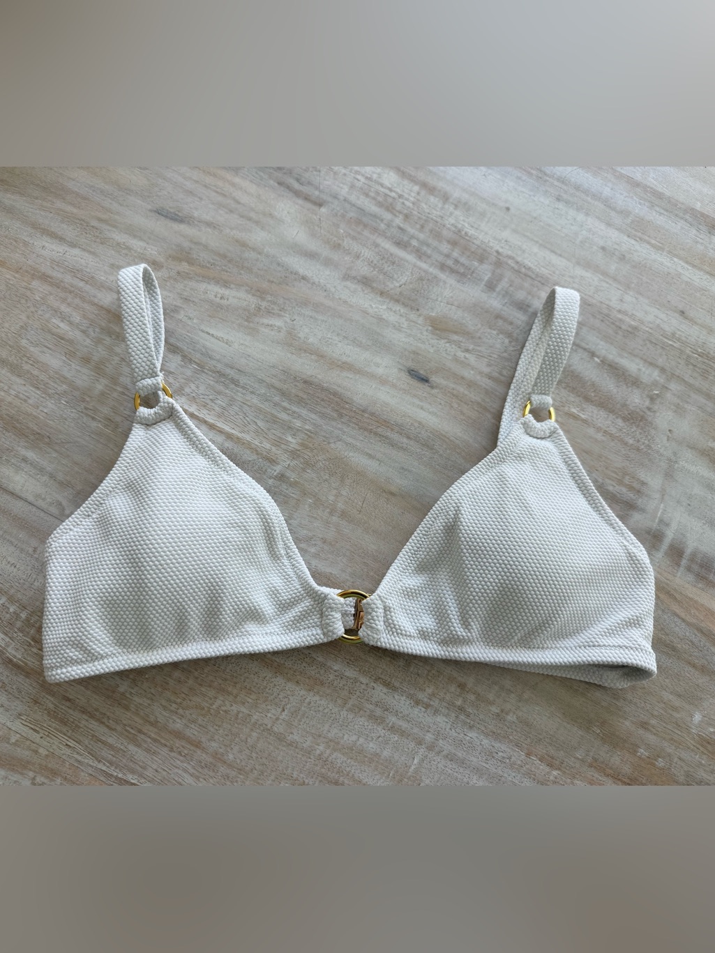 Melissa Odabash White Montenegro Triangle Bikini Top In With Gold Ring